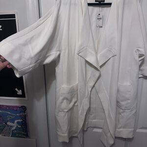 Elegant White Women's Kimono draped coat